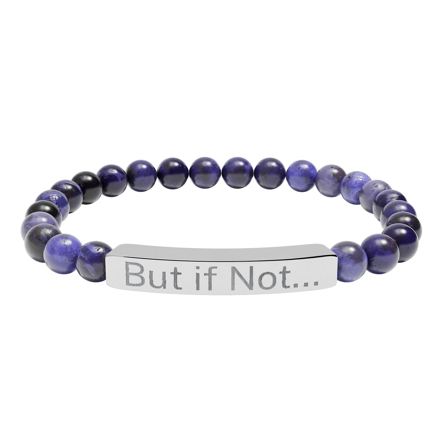 Engraved Natural Stone Stretch Bar Bracelet — "But it Not..." Beaded Bracelet